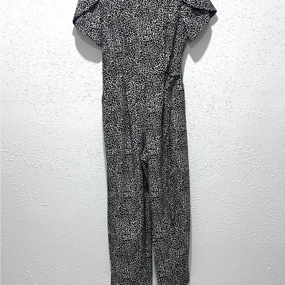 Calvin Klein Women's Tie-Waist Tulip-Sleeve Jumpsuit White Patterned Jumpsuit 8 - Picture 4 of 10